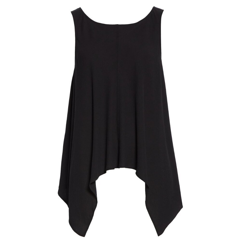 New w/Tags - Eileen Fisher Silk Georgette Drape Front Top, Unique Design, Med